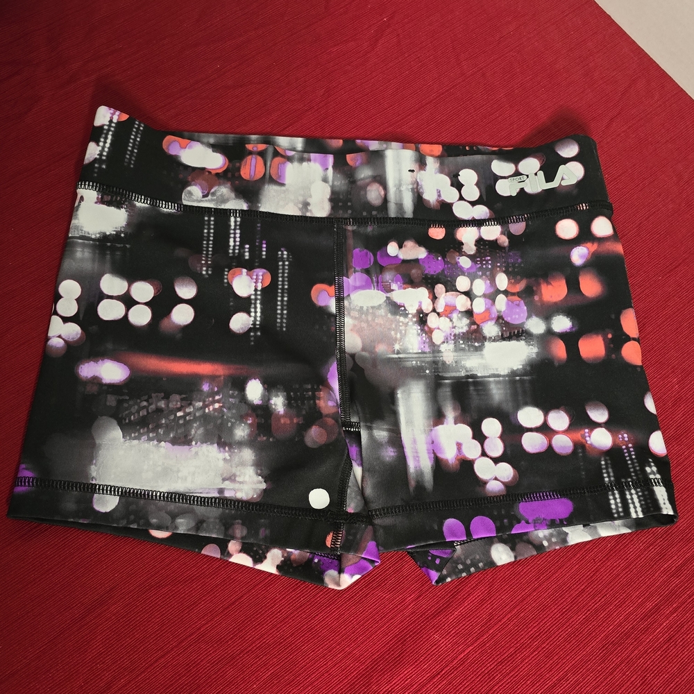 Fila Women's Black and Purple Athletic Shorts